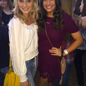 Maroon H&M dress with embroidery